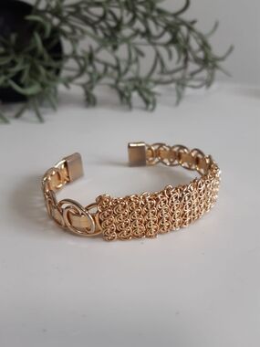 Gold Mesh Cuff Bracelet - Women Jewelry